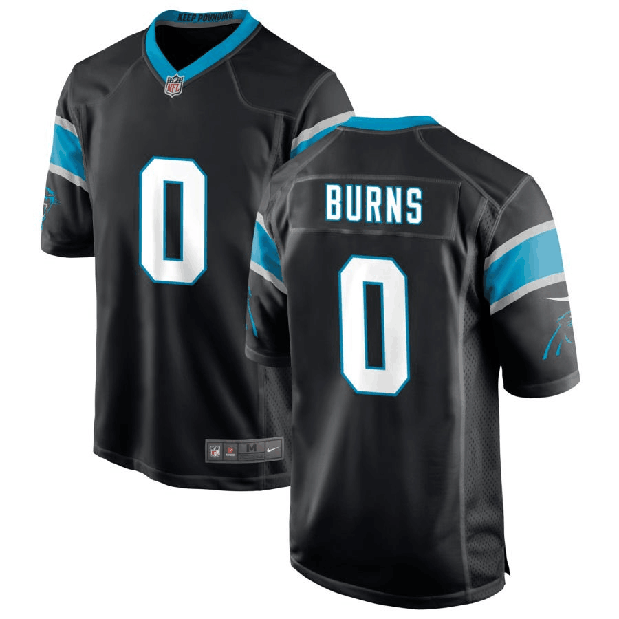 Men's Carolina Panthers #0 Brian Burns Black Stitched Game Jersey